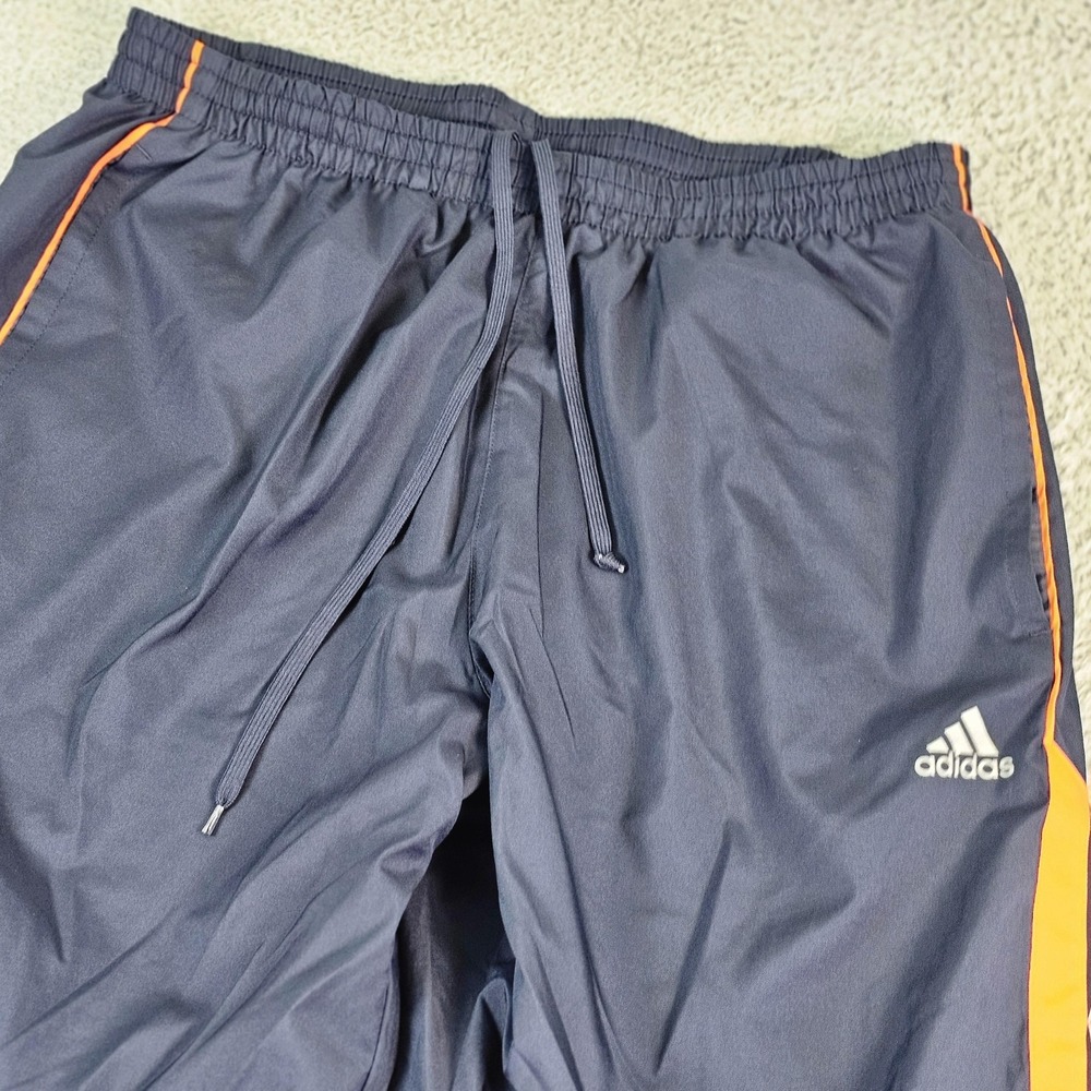 Adidas Track Pants Mens XL‎ Blue Orange 3-Stripes Mesh Lined Athletic O25896